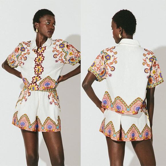 NWT Cleobella Malcolm Lined Classic Lagos Print Casual Shorts Size: Medium - Picture 8 of 8